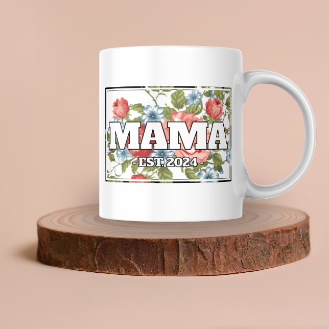 Mama Custom Floral Tasse - Geschenke für Mama (Gifts for Mom - Custom Floral Mama Name and Year Mug)