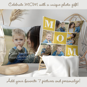 MAMA Custom Niedlich 7 Foto Collage Marigold Gelb Kissen