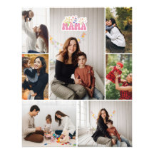 Mama Custom Photo Collage Stretched Canvas Print