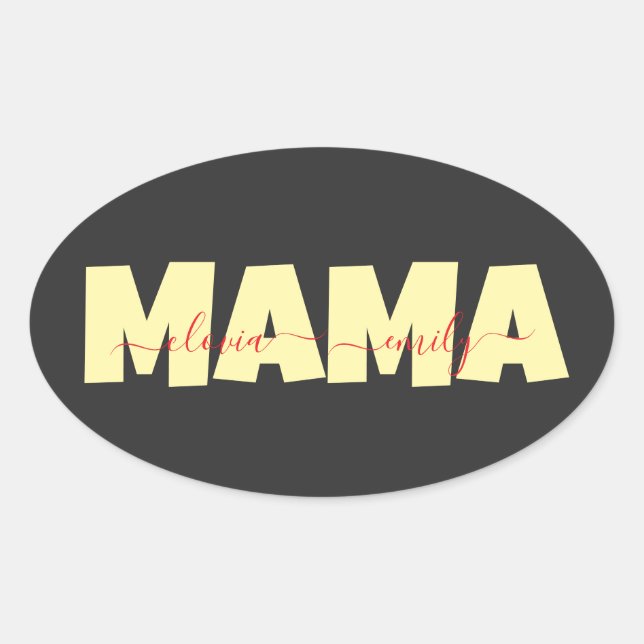 Mama Customized children name Ovaler Aufkleber (Vorderseite)