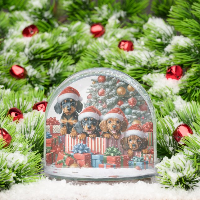 Mama Dackel und Welpen Weihnachten Schneekugeln (Weihnachten)