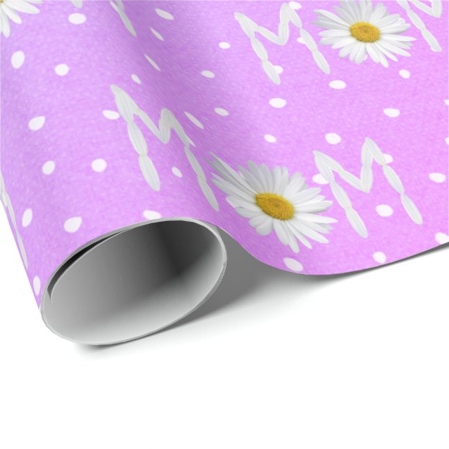 Mama Daisy auf Polka Dots Wrapping Paper Geschenkpapier (Rolleneckpunkt)