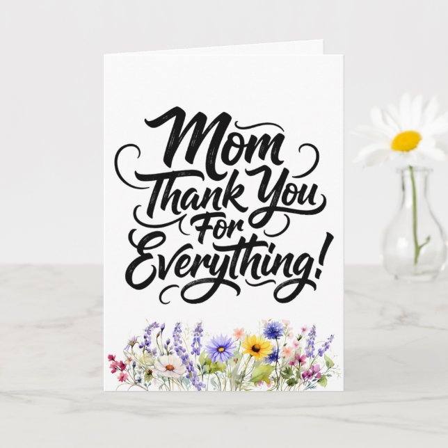 Mama Danke für Alles Aquarell Wildblumen Karte (Kleine Pflanze)