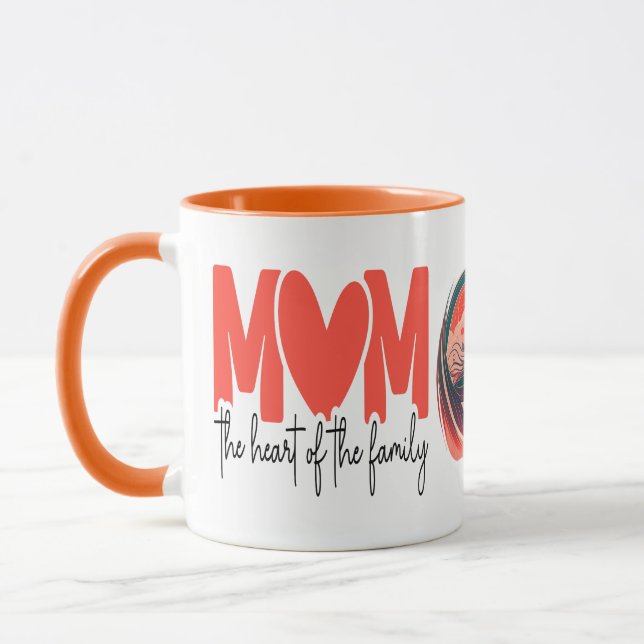 Mama Das Herz der Familie, Geschenk für Mama Tasse (Links)