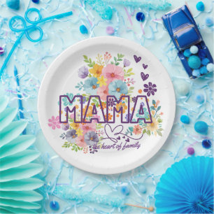 Mama, das Herz der Familie, trendiges Design Pappteller