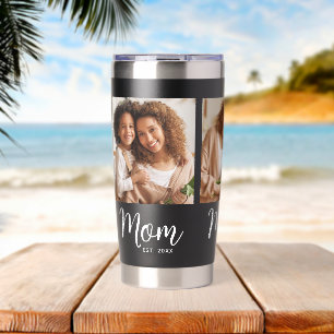 Mama Datum festgelegt 3 Foto Weiße Schrift auf Sch Thermobecher