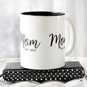 Mama Datum Schwarz Skript Neues Mama-Geschenk Lust Zweifarbige Tasse