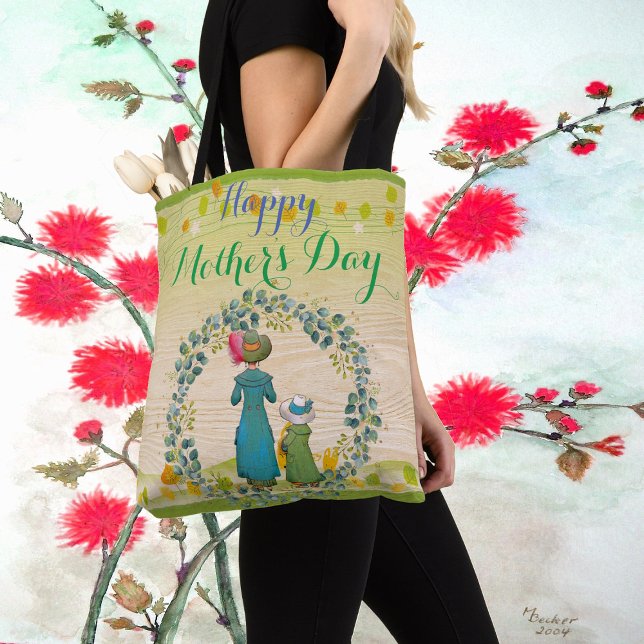 Mama Daughter Greenery Foliage Happy Mother Day Tasche (Von Creator hochgeladen)