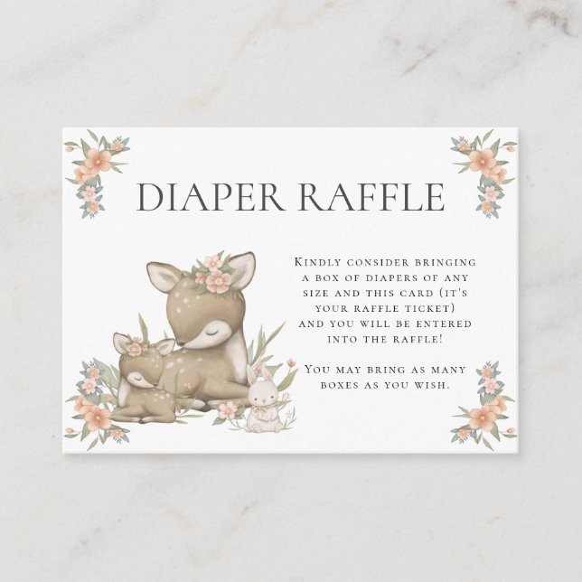 Mama Deer n Fawn Floral Woodland Baby Girl Dusche Begleitkarte (Vorderseite)