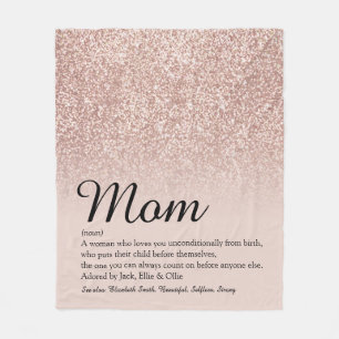 Mama Definition Elegante Schrift Rose Gold Glitter Fleecedecke