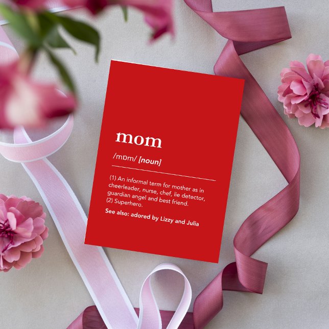 Mama Definition Red Modern Custom Kids Names Karte (Von Creator hochgeladen)