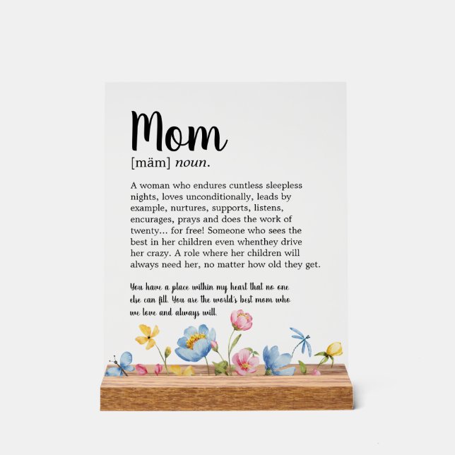 Mama Definition Wildblume Acrylschild (Vorderseite)