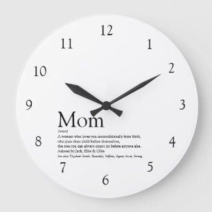 Mama Definition Zitat Modern Schwarz und Weiß Groß Große Wanduhr