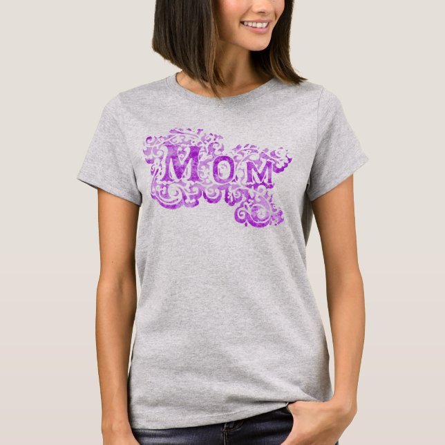 Mama dekorativer lila Text T - Shirt (Vorderseite)