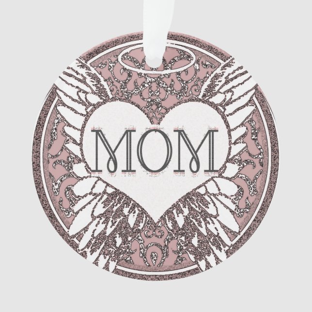 Mama-Denkmal mit Herz-und Engels-Flügeln Ornament (Vorderseite)