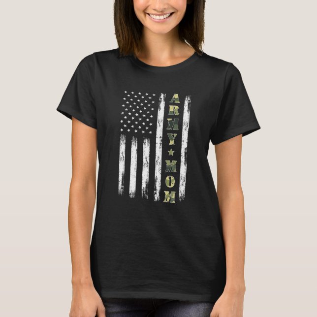 Mama der amerikanischen Fahne Camouflage Militäris T-Shirt (Vorderseite)