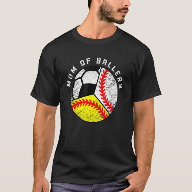 Mama der Ballers Baseball Softball-Fußball-Mama T-Shirt (Vorderseite)