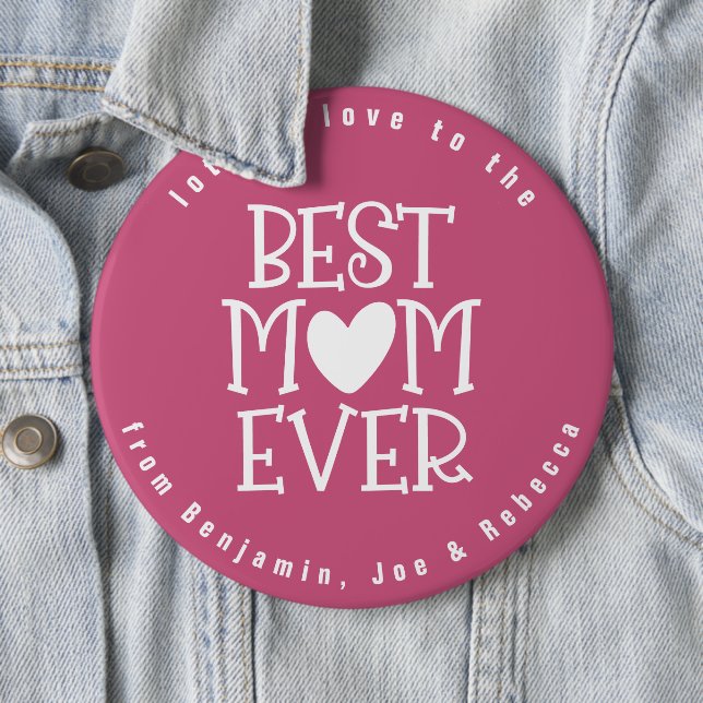 Mama der besten Mutter je Herznamen Berry Pink Wei Button (Beispiel)