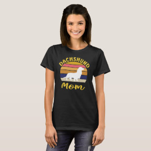 Mama der Dackel Vintager Sonnenuntergang: Langhaar T-Shirt