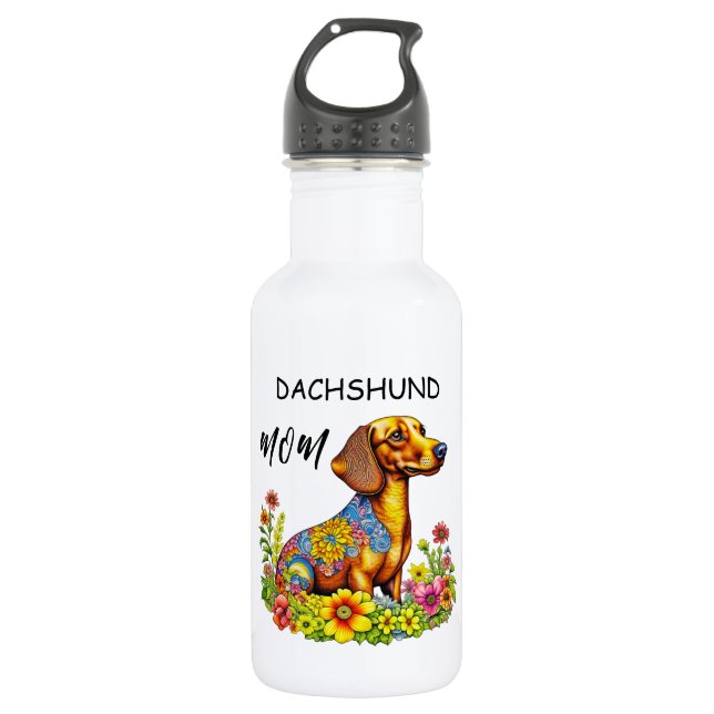 Mama der Dackel von niedlichen Cartoon Edelstahlflasche (Vorderseite)