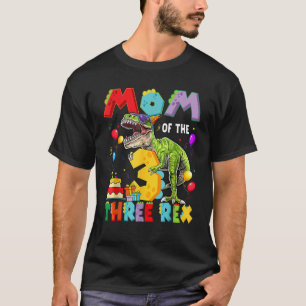 Mama der drei Rex 3D Geburtstagsjunge Dinosaurier T-Shirt