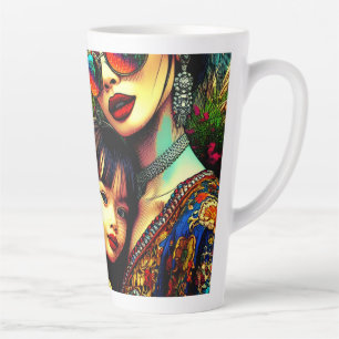 Mama der Farben und Tochter Asiatischer Blumengart Milchtasse
