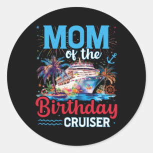 Mama der Geburtstagskreuzung Funny Cruise Geburtst Runder Aufkleber