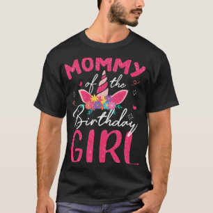 Mama der Geburtstagsmädchen Mutter Unicorn-Blume T-Shirt