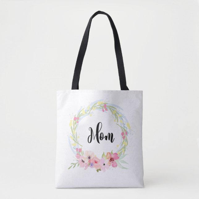 Mama der Kalligraphie und Blumenkranz Tasche (Vorderseite)