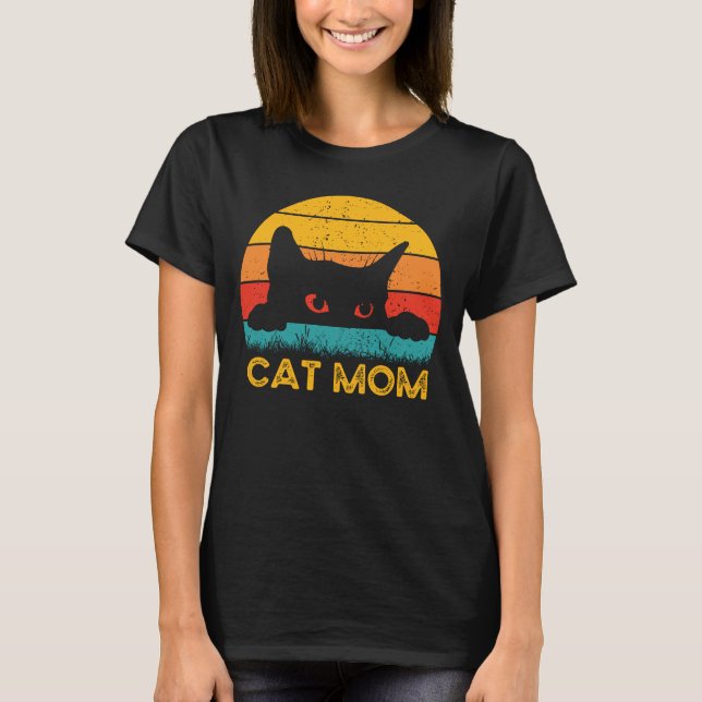 Mama der Katze - Retro Vintage Katze T-Shirt (Vorderseite)