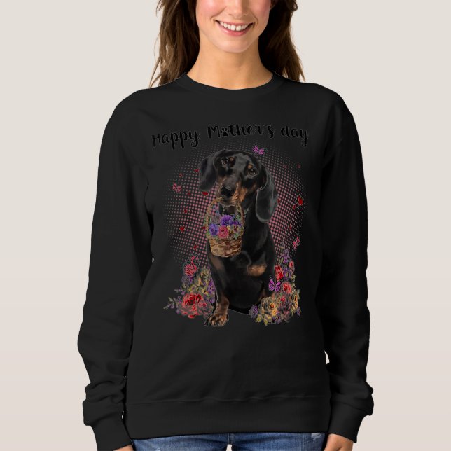 Mama der niedlichen Dackel Blume Glücklich Muttert Sweatshirt (Vorderseite)