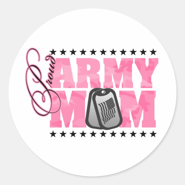 Mama der Proud-Armee Rosa Camouflage Runder Aufkleber (Vorderseite)