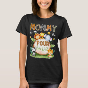 Mama der vier wilden Dschungelsafari 4. Geburtstag T-Shirt