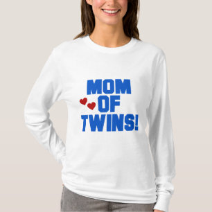 Mama der Zwilling-Blauen Text-T-Shirts und der T-Shirt