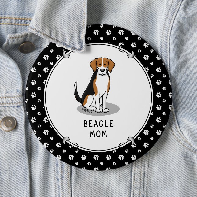 Mama des Beagle (Tri-Farbe 3) Hunde Niedlich Hunde Button (Beispiel)