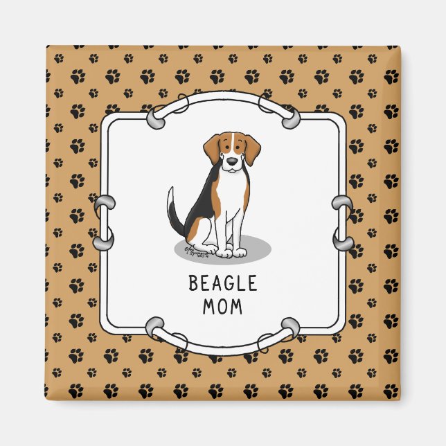 Mama des Beagle (Tri-Farbe 3) Hunde Niedlich Hunde Magnet (Vorne)
