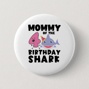Mama des Geburtstagshais 4 Jahre alt Geburtstag Button