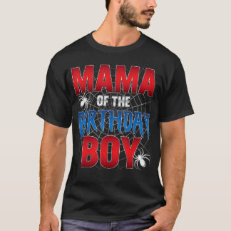 Mama des Geburtstagsjungen Spinnennetz Geburtstags T-Shirt