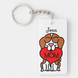 Mama des handgezogenen Beagle Personalisiert Schlüsselanhänger