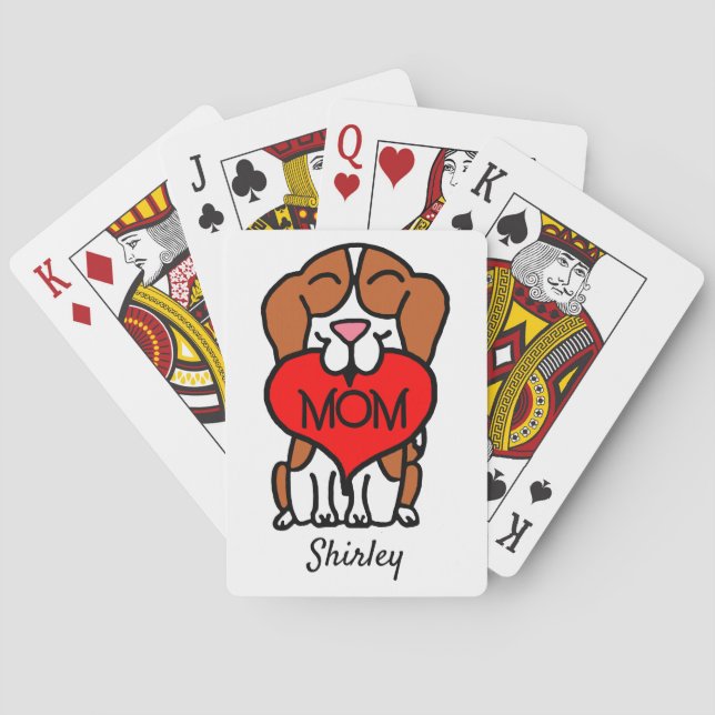 Mama des handgezogenen Beagle Personalisiert Spielkarten (Rückseite)