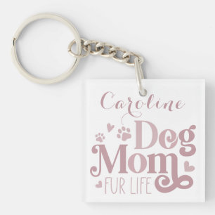 Mama des Hundes Fur Life Blush Pink Weiß Schlüsselanhänger