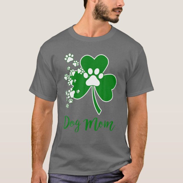 Mama des Hundes - Paw Dog Irish-Patrick's Day T-Shirt (Vorderseite)