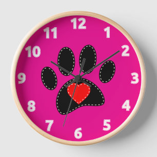Mama des Hundes Zeichnend Hot Pink Uhr