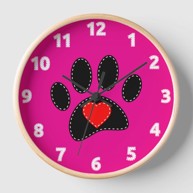 Mama des Hundes Zeichnend Hot Pink Uhr (Vorderseite)