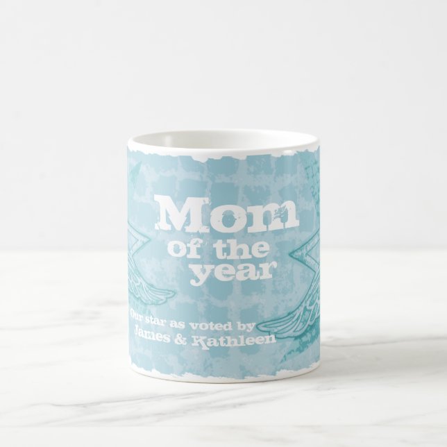 Mama des Jahres Foto Sterne eisblaue Tasse (Mittel)