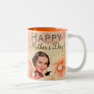 Mama des Muttertags Vintage Retro Hübsche Frau Zweifarbige Tasse