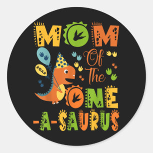 Mama des One-a-saurus 1. Geburtstag Dinosaurier-Te Runder Aufkleber