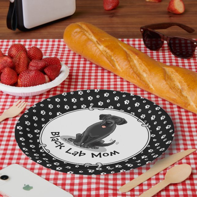 Mama des Schwarzen Labors (Labrador Retriever Mama Pappteller (Picknick)