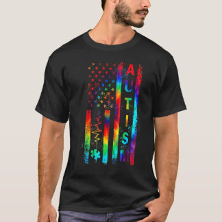 MAMA des US-Flag Autismus Awareness Lehrers unters T-Shirt