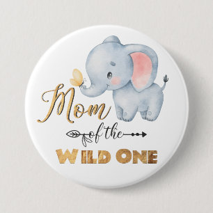 Mama des "Wild One Elephant Gold Foil"-Buttons Button